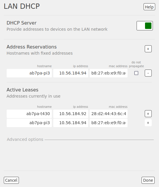 Admin DHCP Settings