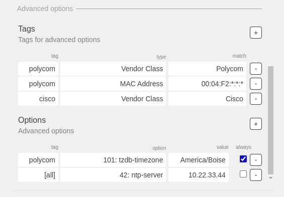 Admin DHCP Advanced Options
