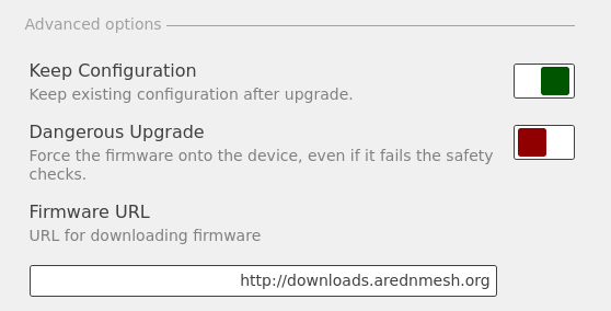 Admin Firmware Advanced Options