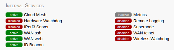 Admin Internal Services Status