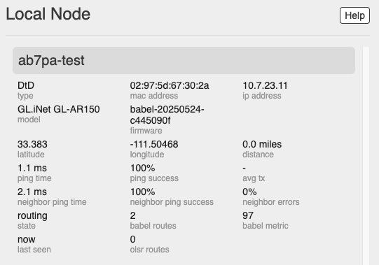 Admin Local Node Statistics