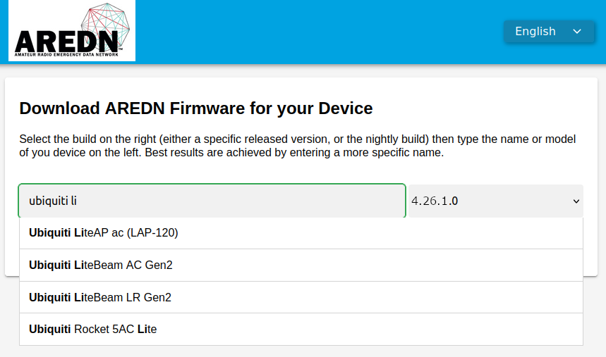 AREDN Firmware Selector