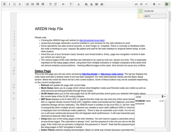 Etherpad Web Interface