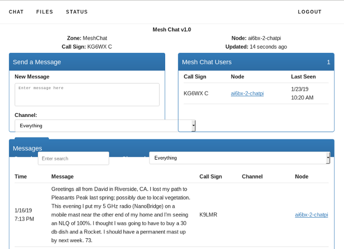 MeshChat Web Interface