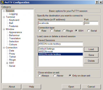 Create new Putty session