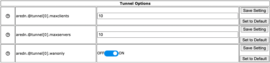 Advanced Configuration - tunnel max values