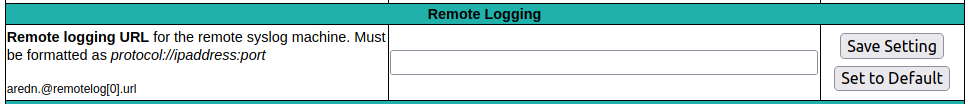 Advanced Configuration - Remote Logging